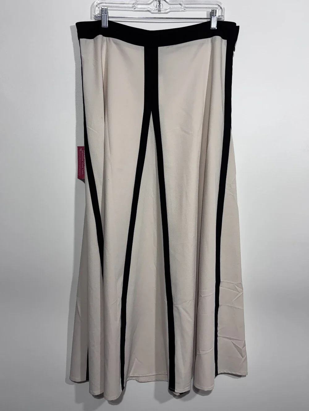 Paisie Contrast Trim Maxi Skirt in Beige and Black Size UK 16 US 12 New